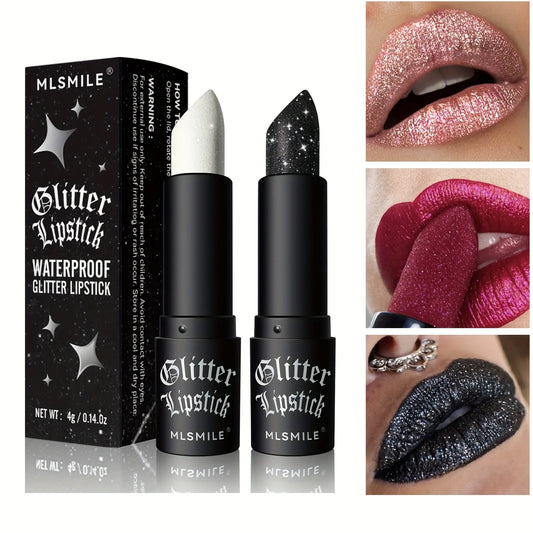 7 Colors Glitter Lipstick Hydrating Sparkling Shine Lip Color Nonstick Highly Pigmented Formula Gives Metallic Finish Lip Makeup - Seprincess