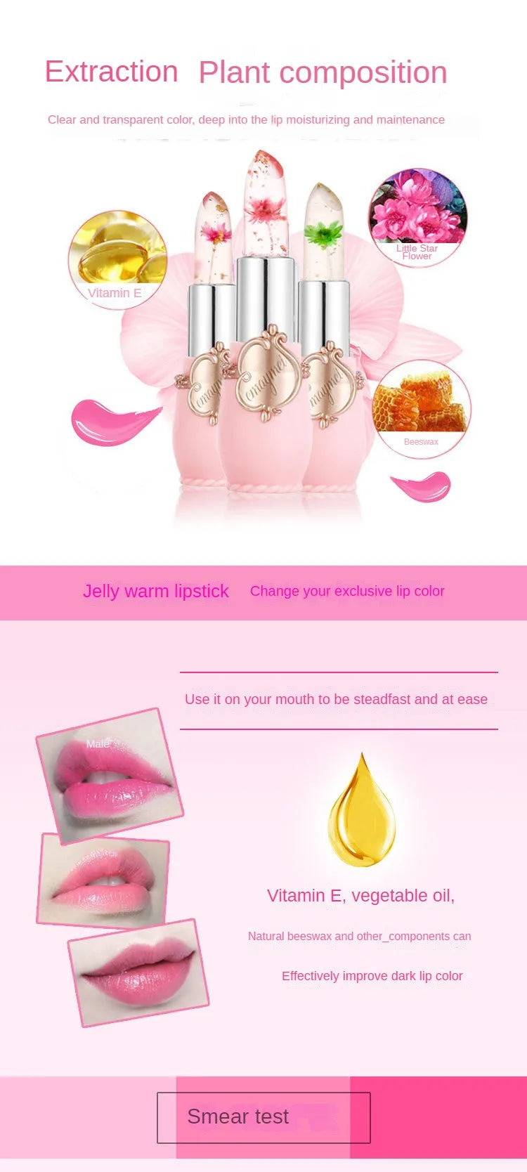 6 Sticks Transparent Moisturize Jelly Dried Flower Temperature Change Lipstick Crystal Clear Lipstick Set Makeup Cosmetic - Seprincess