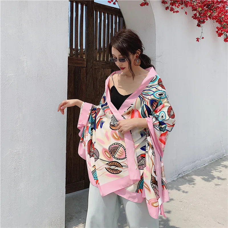 140x180cm Celebrity With The Same Cover-Ups Women Large Beach Dress Bikini Bathing Swimwear Sunburn Protection Sarong Wrap Scarf