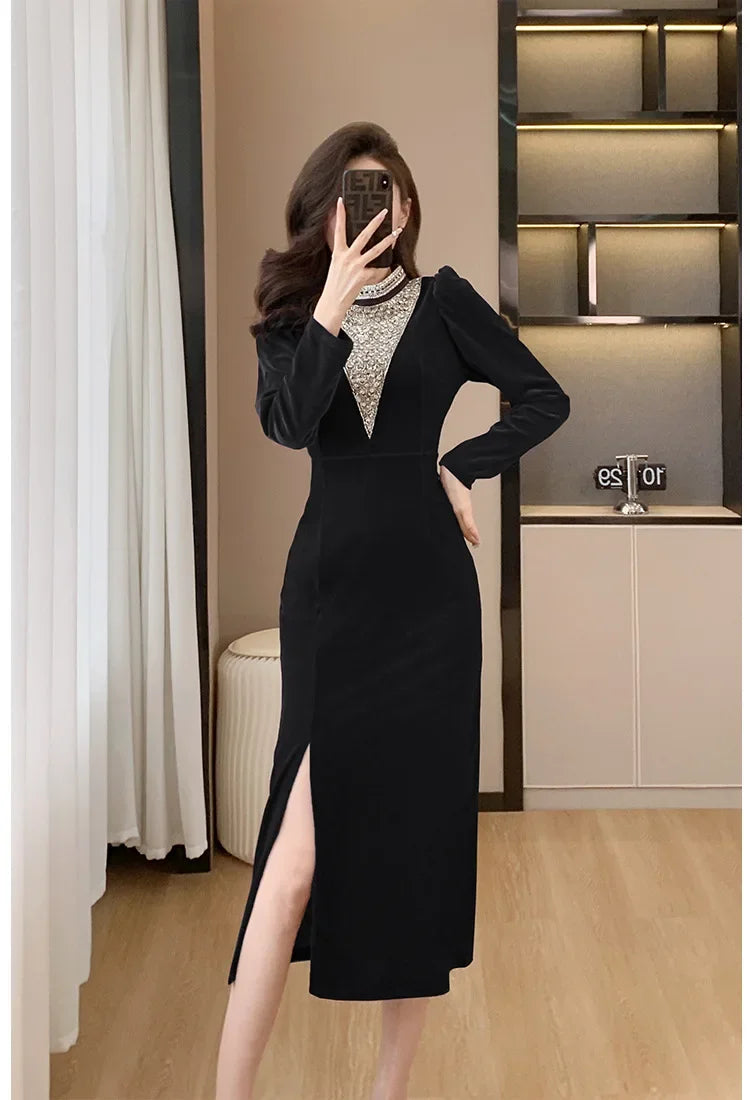 2024 Real-time Banquet Design Sensibility Heavy Embroidery Dress Yearly Hostess Warrior Gown New Year Dress