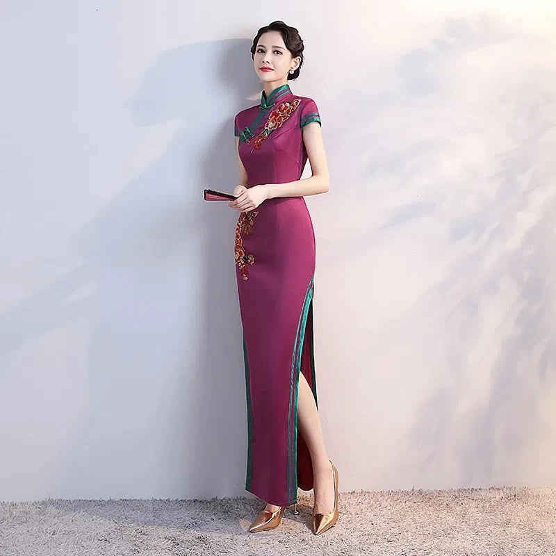 S-5XL Grren Party Cheongsam Vintage Chinese Style Spring Long Evening Dress Oriental Woman Elegant Qipao Vestido - Seprincess