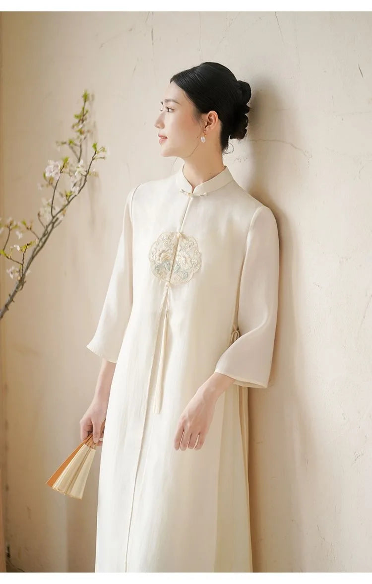 Chinese Style Qipao Female 2023 Summer New Embroidery Elegant Cheongsam Women Hanfu Dress Vintage China Traditional Clothing - Seprincess