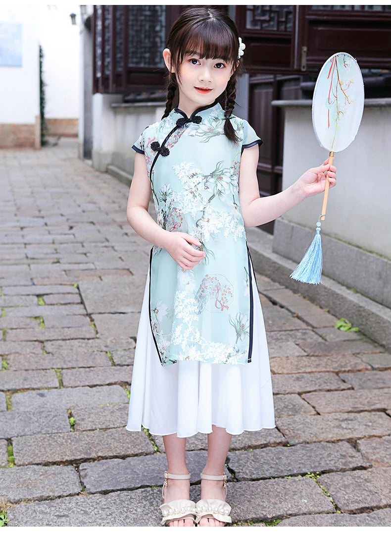 1pcs/lot chinese style children Girl Traditional Cheongsam Hanfu Dress Kids Princess Costume - Seprincess