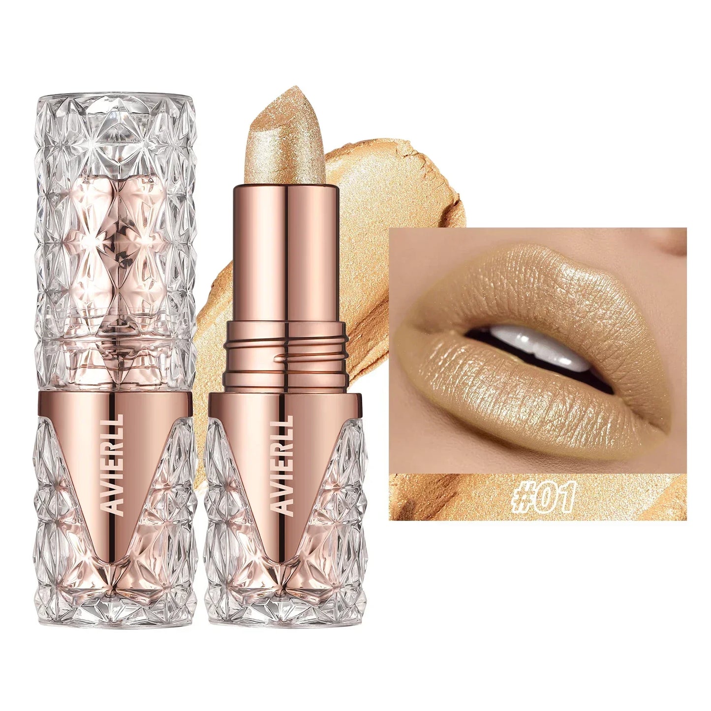 Quicksand Gold Lipstick Fine Glitter lipstick, Moisturizing Silky Mermaid Girl Pink, Long-Lasting Waterproof Grapefruit Orange - Seprincess