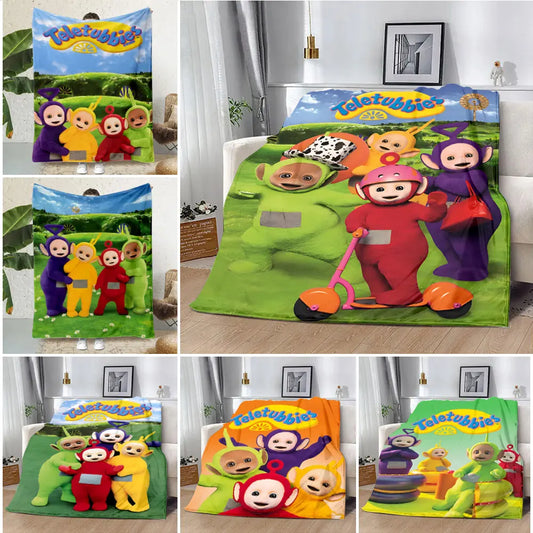 M-Meet The-Teletubbies Cartoon Logo Children Printed Blanket Picnic Blankets Warm Blanket Soft and Comfortable Blanket Home - Seprincess