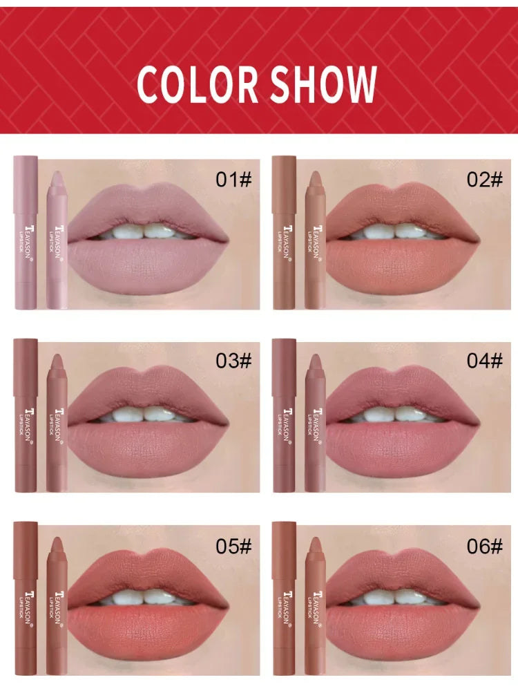 Nude Series Velvet Matte Lipstick Pencil Waterproof Long Lasting Red Lip Stick Non-Stick Cup Makeup Lip Tint Pen Cosmetic Makeup - Seprincess