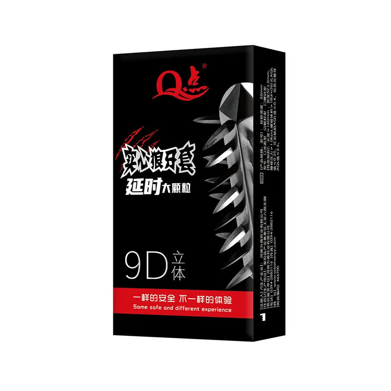 52mm Condoms Long-Lasting Delay Hyaluronic Acid 12pcs Condoms Wolf Teeth Large Particles of Erotic Explosive Safer Sex Products - Seprincess