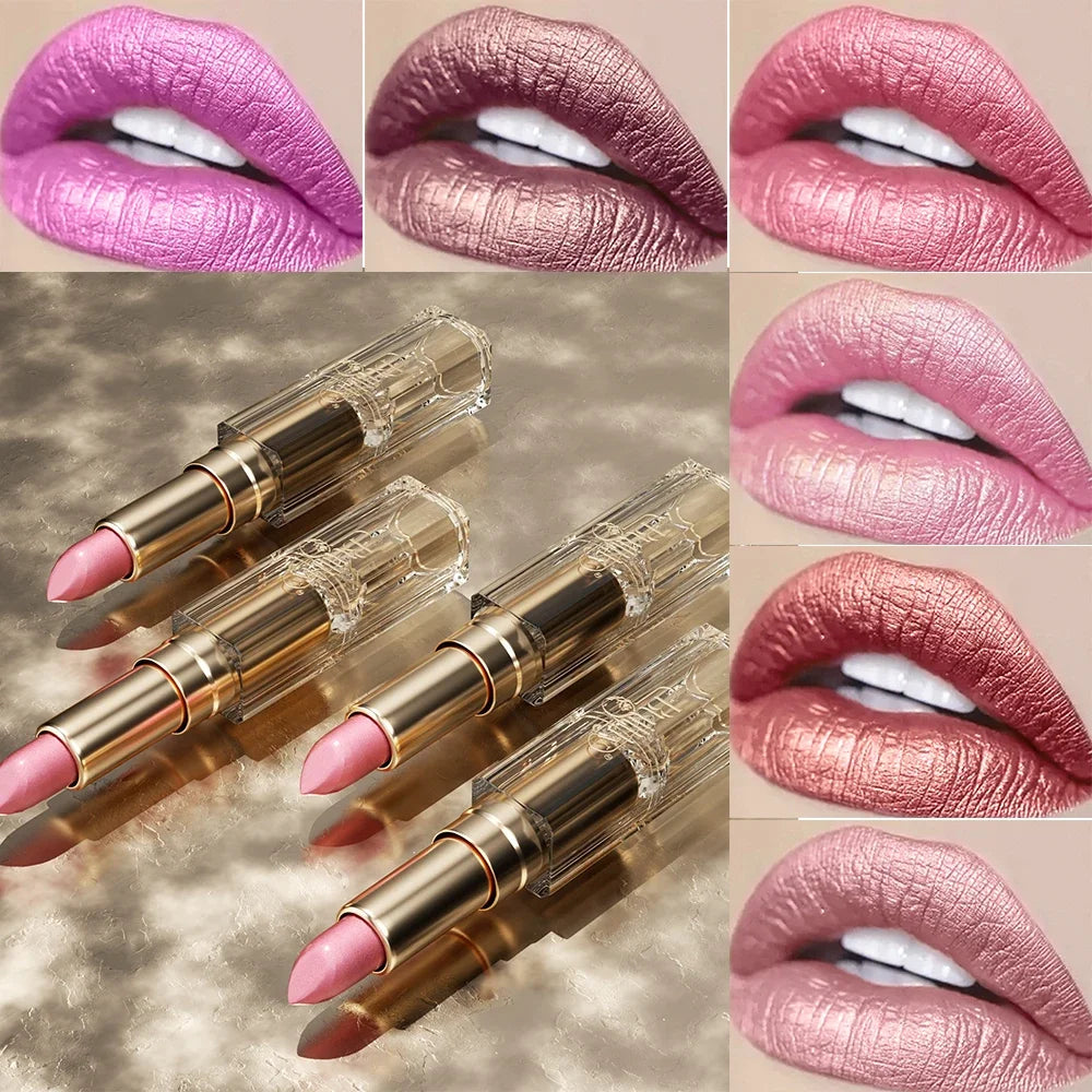 12 Colors Korea Matte Glitter Lipstick Pink Nude Matte Gliter Waterproof Kissproof Glitter Flip Lipstick Orange Dropshipping - Seprincess