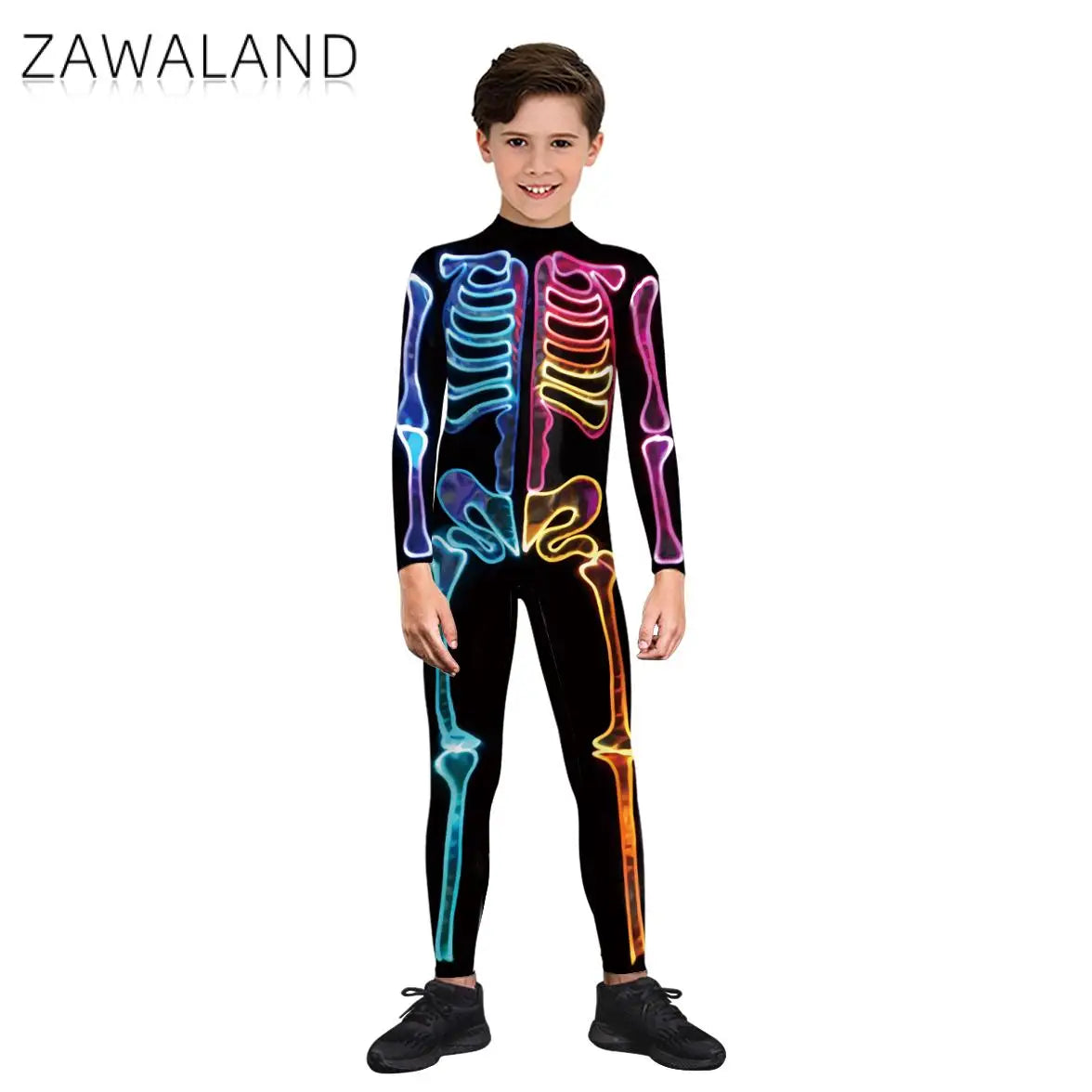 ZAWALAND Zentai Women Kid Outfits Hallowen Skeleton Bodysuit Carnival Party Cosplay Costume Parent-child clothing Jumpsuits - Seprincess