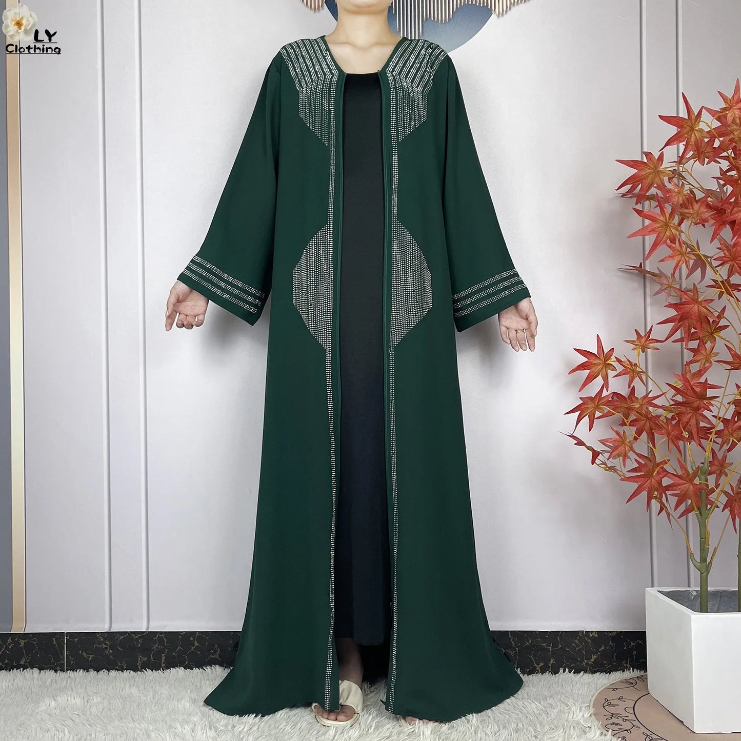 2024 For Women Elegant Dresses Dubai Party Outfits Long Sleeved Chiffon Dashiki Muslim Women Robe Open African Abaya Clothing