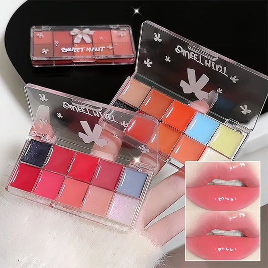 10 Color Lipstick Color Matching Lip Jelly Plate Naturally Moisturizes And Not Easy Stick The Glass Mirror Mouth Red Lip Glaze - Seprincess