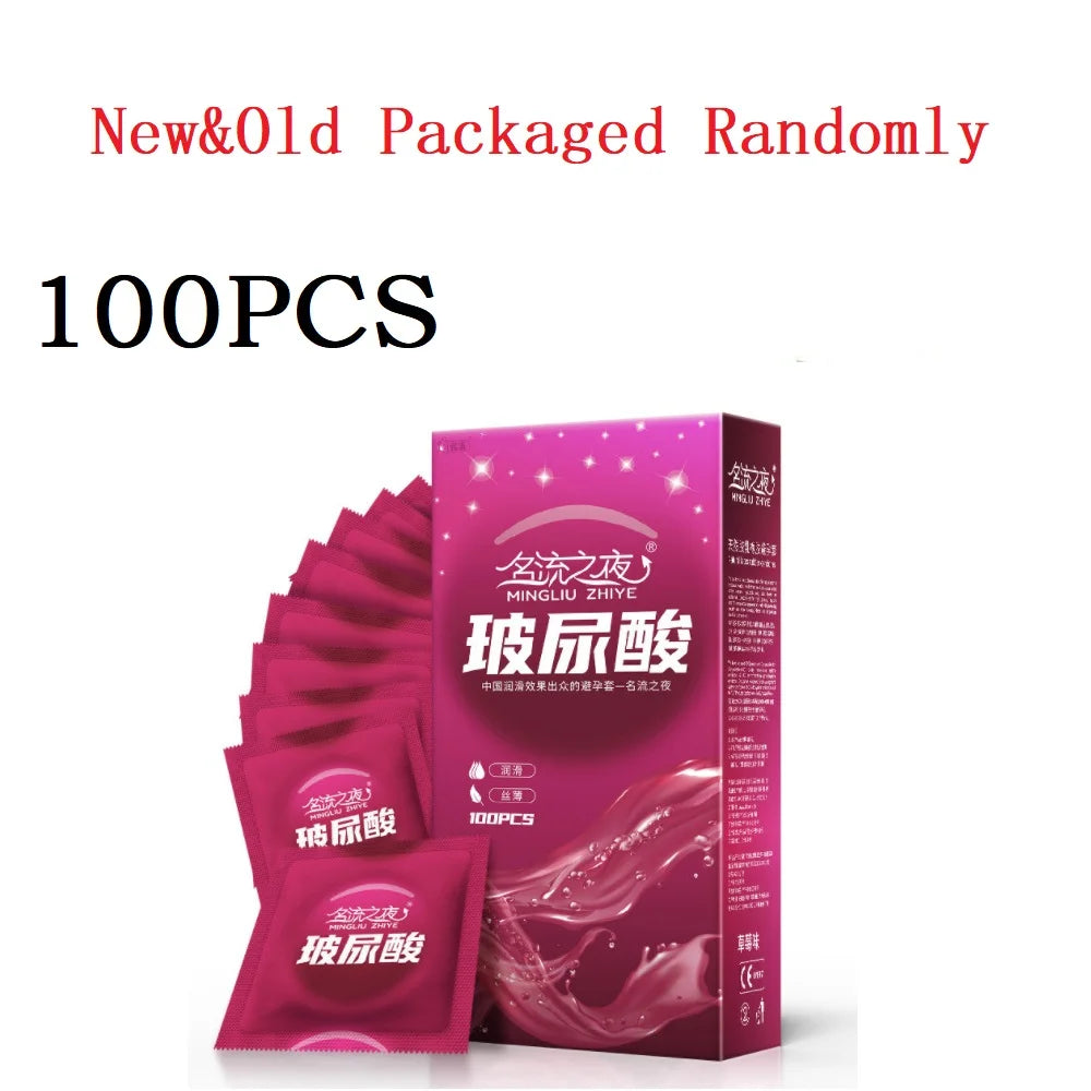 100/50pcs Hyaluronic Acid Condoms For Men Couples Ultra Thin Penis Sleeves Sex Toys Safer Condoms Sexshop Products condones caja - Seprincess