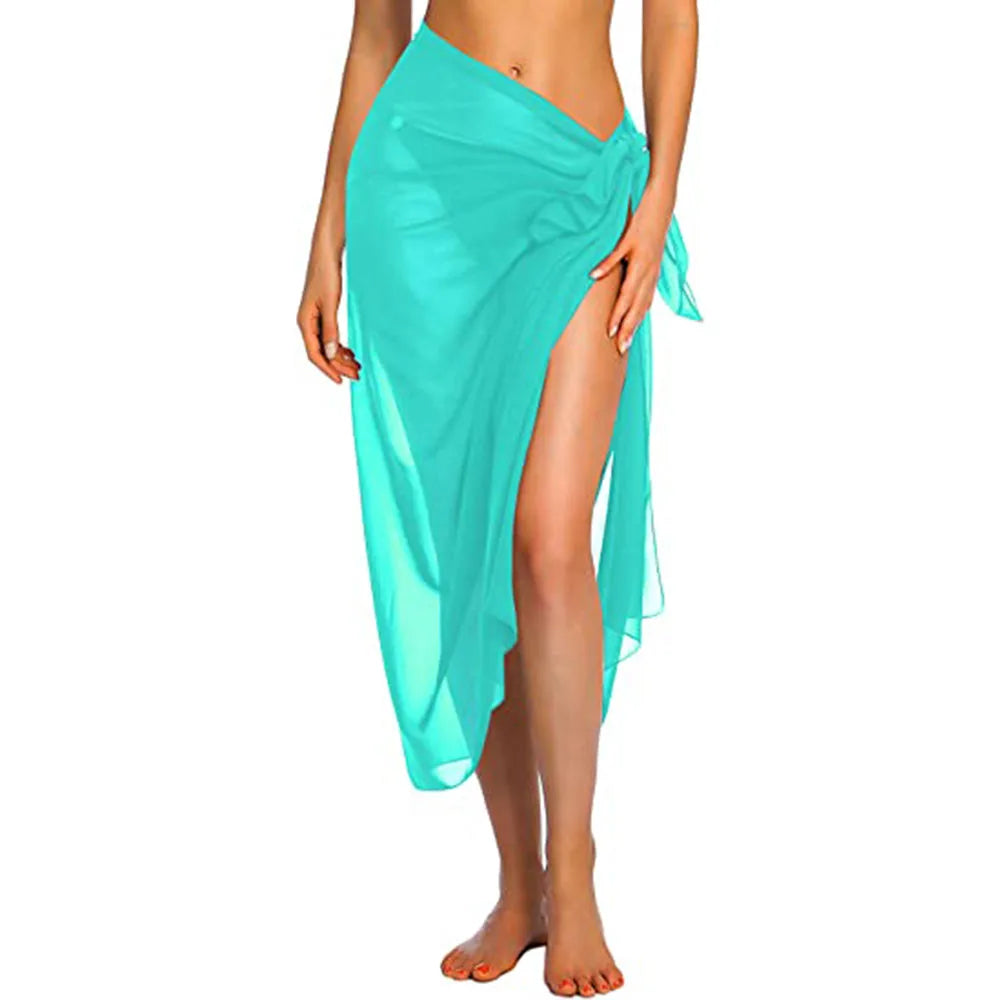 Womens Long&Short Sarong Swimsuit Coverups Summer Beach Bikini Wrap Sheer Short Skirt Scarf for Swimwear Cover-ups