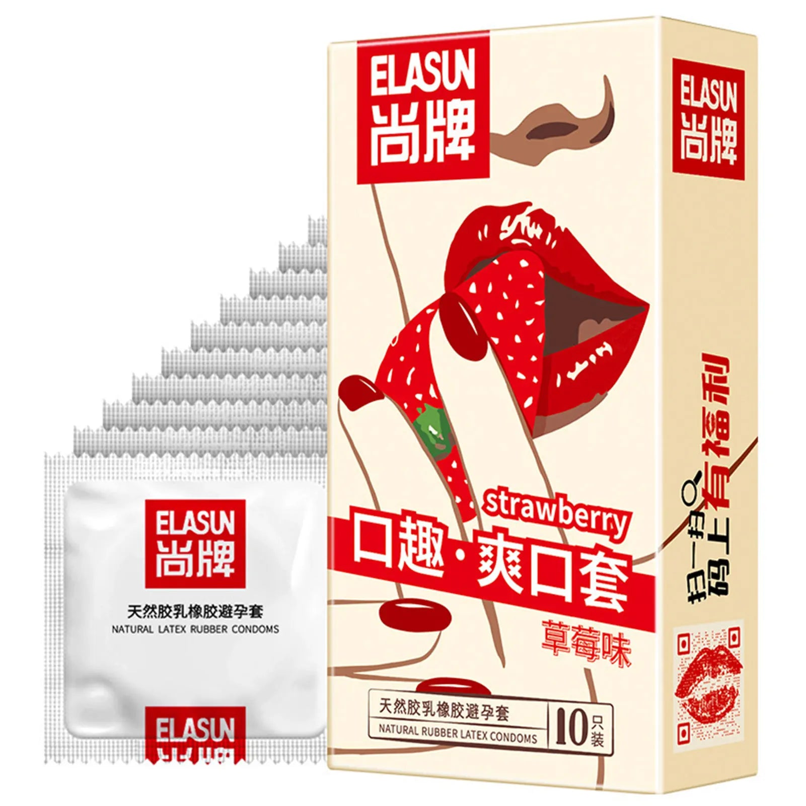 10pcs Oral Sex Condoms Elasun Fruit Strawberry Flavored for Oral Sexy Erotic Passionate Cock Penis Sleeve Sex Products for Men - Seprincess