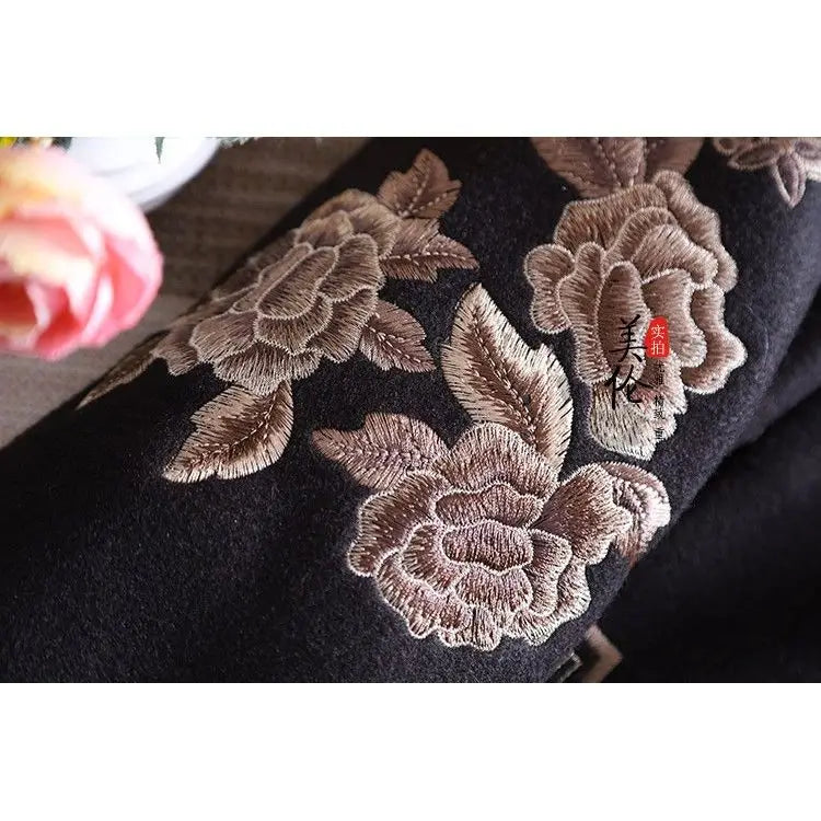 2024 chinese style improved qipao woolen dress autumn winter new improved women cheongsam dress daily floral hanfu dress - Seprincess