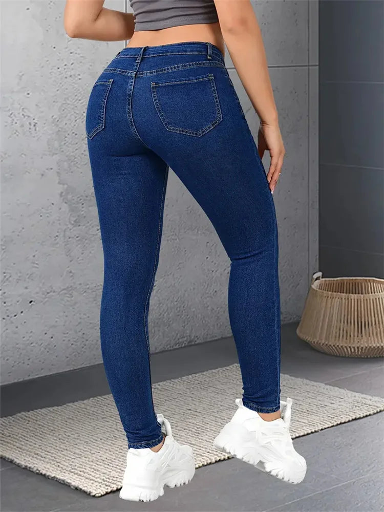 Women Stretch Skinny Jeans Lady Slim Fit Pencil Jeans Girls Leggings Straight Leg Denim Pants Blue Gray Black Sexy Long Trousers