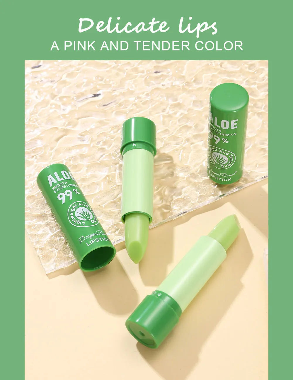 Natural Aloe Vera Moisturizing Lip Balm Color Changing Lipstick Lasting Nourishing Lipsticks Lips Care Korean Makeup Cosmetics - Seprincess