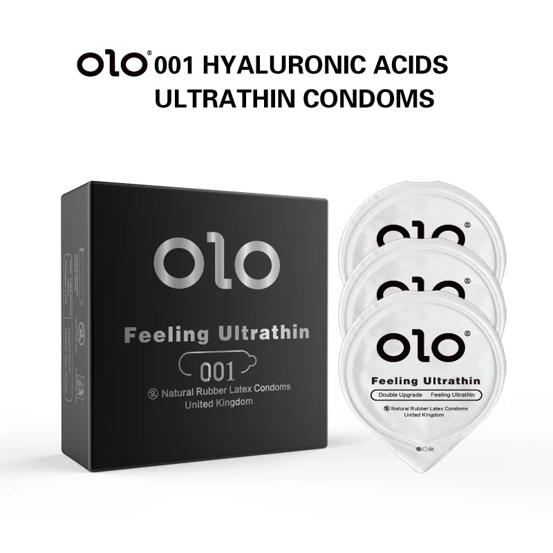 OLO Ultra Thin Condom 0.01 Feeling Penis Sleeve Hyaluronic Acids Rubber Latex Ejaculation Delay Condoms Intimate Sex Toy Product