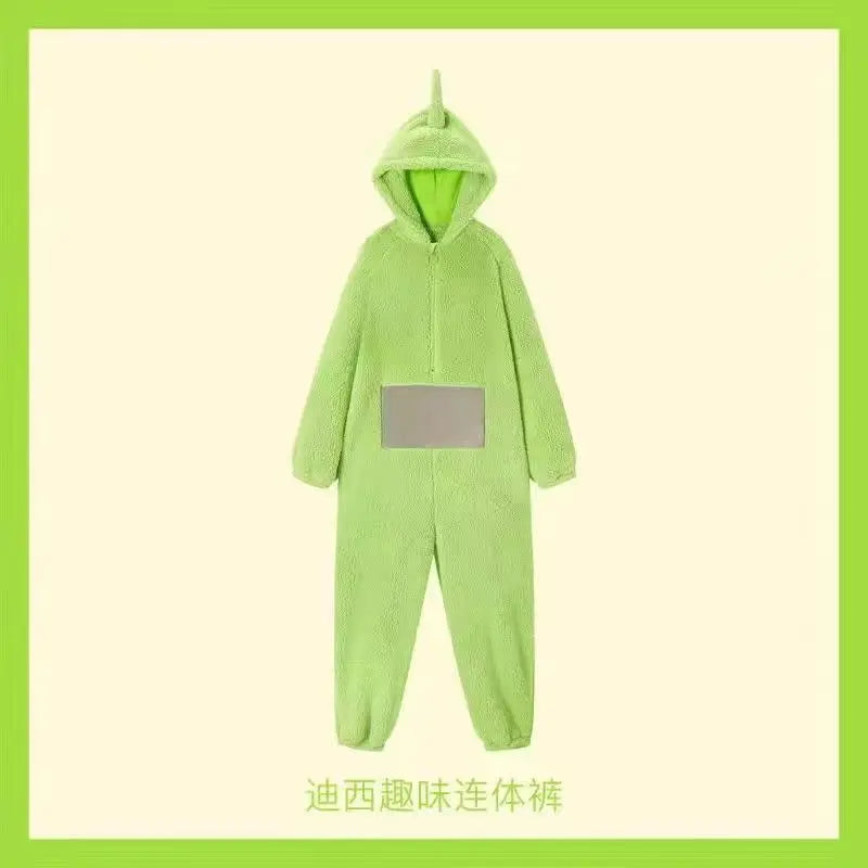 Teletubbies Cartoon Adultcos Cosplay Coral Fleece Hooded Jumpsuit Costume Adult Onesie Pajamas Unisex Clothes Cosplay Homewear ? - Seprincess