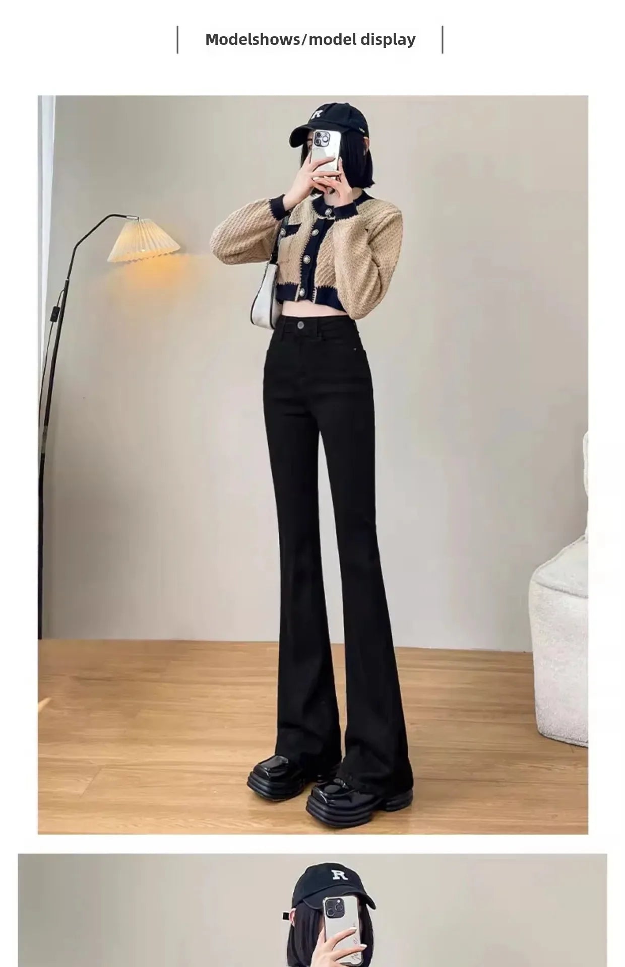 Women's High-waisted Bell-bottom Jeans 2024 New Style Slimming Micro-flared Autumn/winter Fashion Blackbootcut Pants