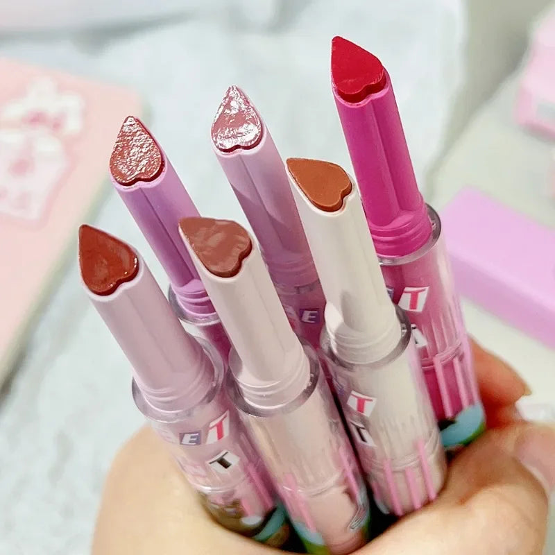 Moisturizing Jelly Mirror Lipstick Waterproof Lasting Clear Heart-shaped Solid Lip Gloss Pen Non-stick Cup Lips Tint Makeup - Seprincess