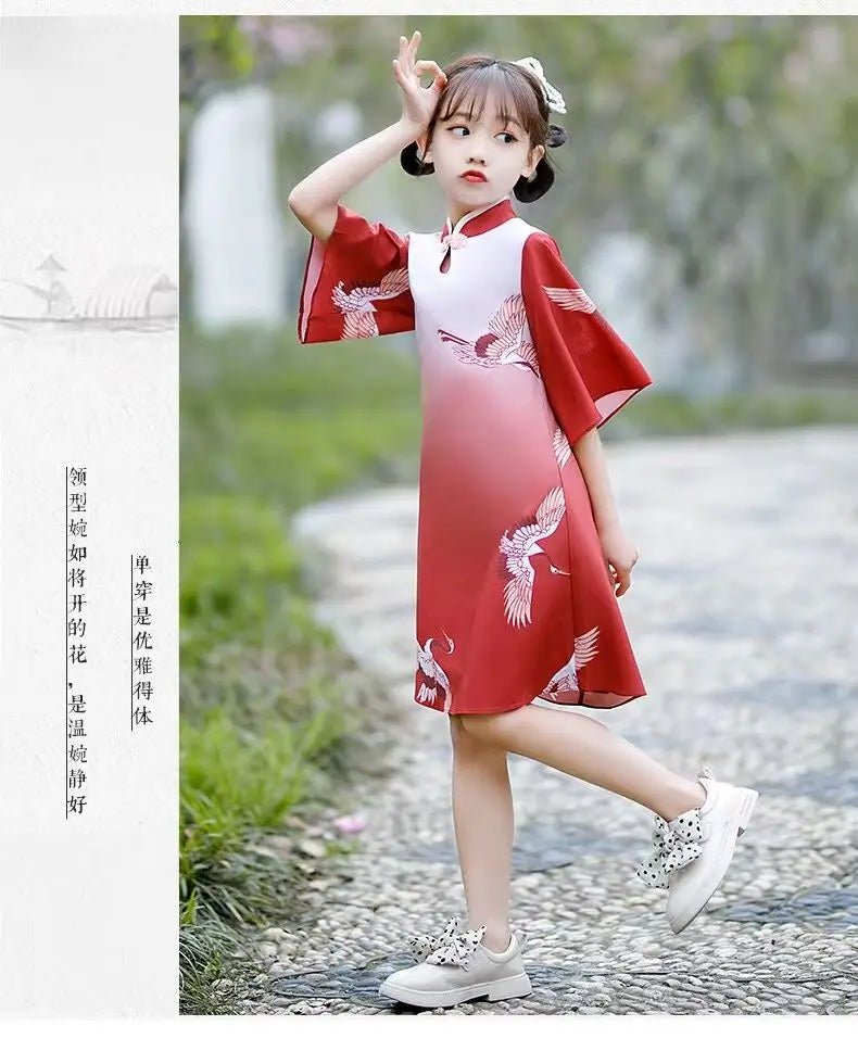 Kids Hanfu Dress Elegant Princess Dress Summer Dresses Chinese Cheongsams For Girls Traditional Chinese Dress Toddler Dress - Seprincess