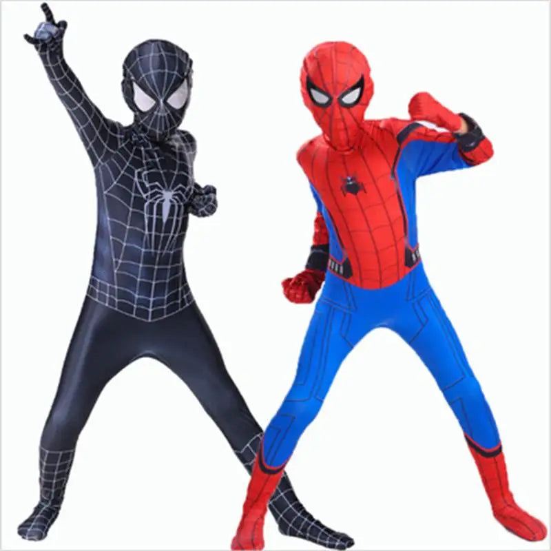 Kids Superhero Spider Costume Spandex Jumpsuit Halloween Cosplay Costumes Bodysuit Kids Head Cover Separation Party Set - Seprincess