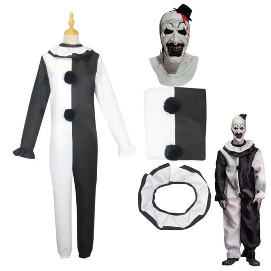 Art The Clown Cosplay Movie Terrifier 2 Art The Clown Cosplay Costume Jumpsuit Mask Halloween Costumes Mask for Men Women - Seprincess