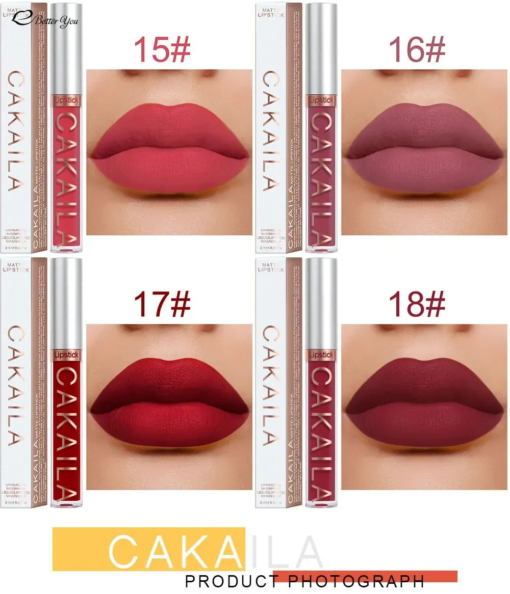 KACAILA 18 Colors Waterproof Liquid Lipsticks Lip Makeup Matte Velvet Lipstick Lip Gloss Cosmetic Nude Long Lasting Cosmestics - Seprincess