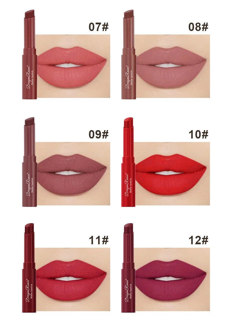 12 Color Matte Lipstick Nude Pink Matte Solid Lip Gloss Long Lasting Velve Red Tinted Balm 24 Hours Waterproof Makeup LipSticks - Seprincess