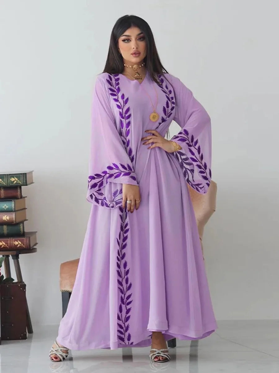 Eid Muslim Abaya for Women Embroidery Dress with Scarf 2 Piece Set Dubai Arab Long Robe Morocco Abayas Kaftan Headscarf Gorgeous - Seprincess