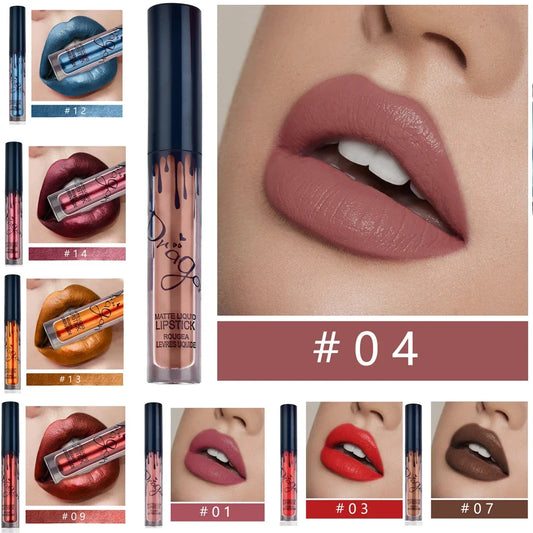 Nude Velvet Glitter Shimmer Matte Liquid Lipstick Makeup Waterproof Long Lasting Sexy Colorful Moist Lip Stick Make Up Women - Seprincess