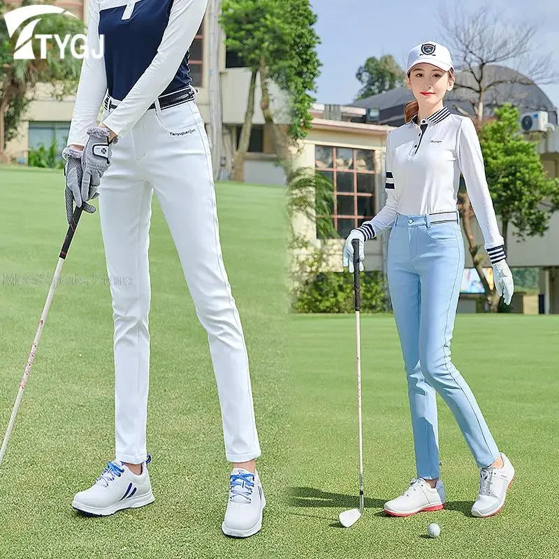 Ttygj Plus Velvet Ladies Slim Trousers Autumn Winter Golf Pants Women Waterproof Sports Tennis Pants Warm Long Trousers XS-XXL