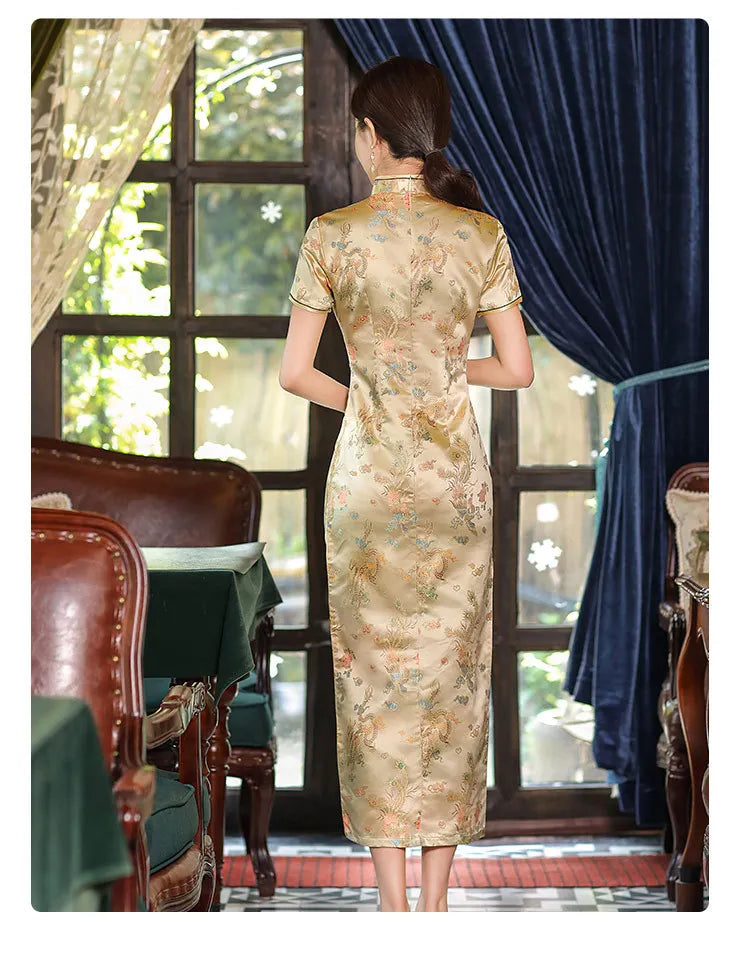 Chinese Style Qipao Sexy Women Plus Size Cheongsam Vintage Classic Chinese Dress Dragon And Phoenix Long Vestidos 4XL - Seprincess