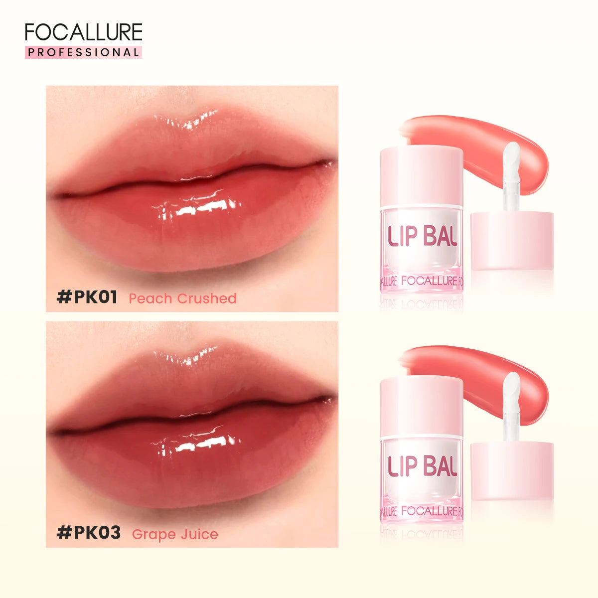 FOCALLURE 2 Pcs Lip Gloss Diamond Lipstick Non-sticky Liquid Lipstick Set Moisturizing Lip Blam Lips Makeup Cosmetics