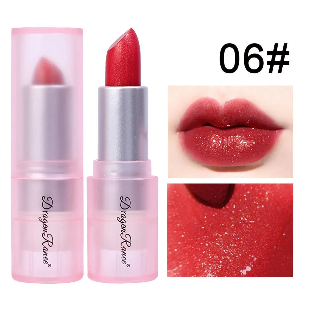 6 Colors Diamond Pearlescent Lipstick Waterproof Long Lasting Non-stick Cup Matte Velvet Shiny Lipsticks Korean Makeup Cosmetics - Seprincess