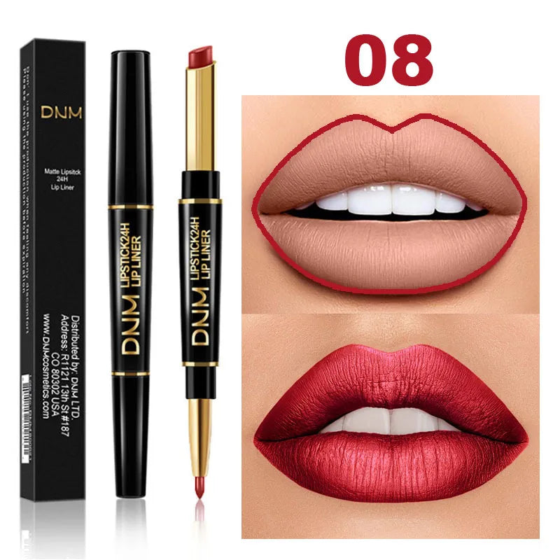 Double Ended Matte Lipstick Long Lasting Wateproof Lipsticks Brand Lip Makeup Cosmetics Dark Red Lips Liner Pencil Beauty - Seprincess