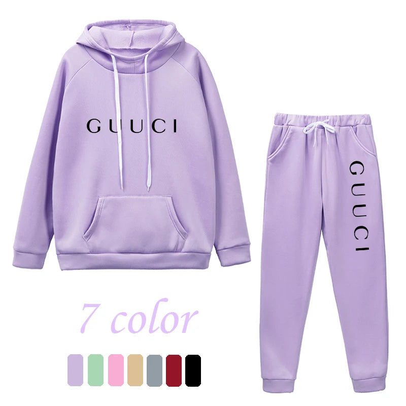 Woman Tracksuit Two Piece Set Winter Warm Hoodies Pants Pullovers Sweatshirts Female Jogging Woman Clothing Sports Suit Outfits - Seprincess