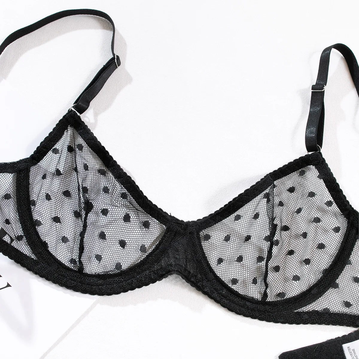 Bra set Dot thin mesh see through tight fitting promotions 99% sales sexy lingеrie set Women sets sexy bras sexy female intimate