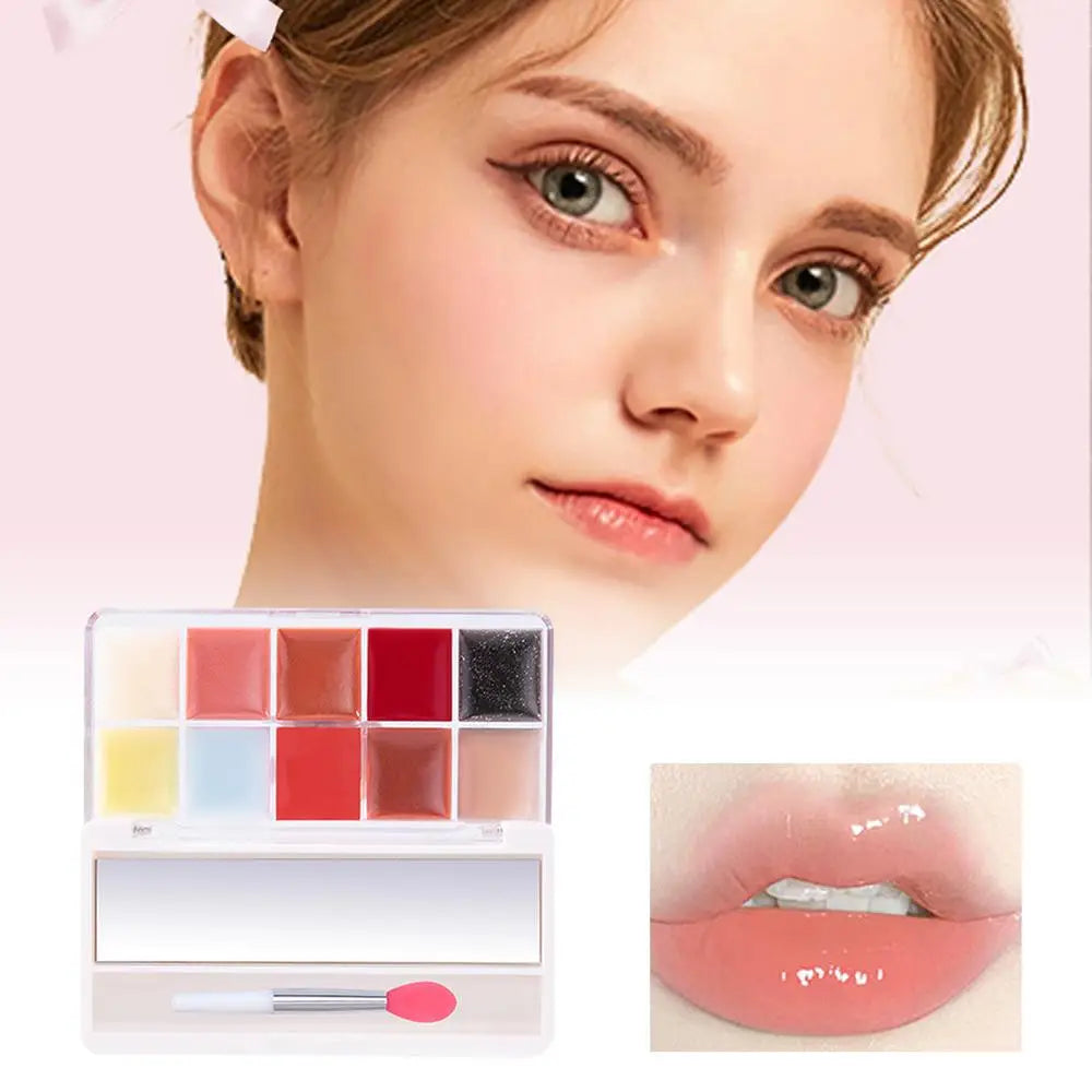 Lip Gloss Palette 10 Colors Jelly Lip Cream Palette Smooth Lip Glosses Tonedd Lip Frozenn Plate Red Lip Glaze Palette Lipstick - Seprincess