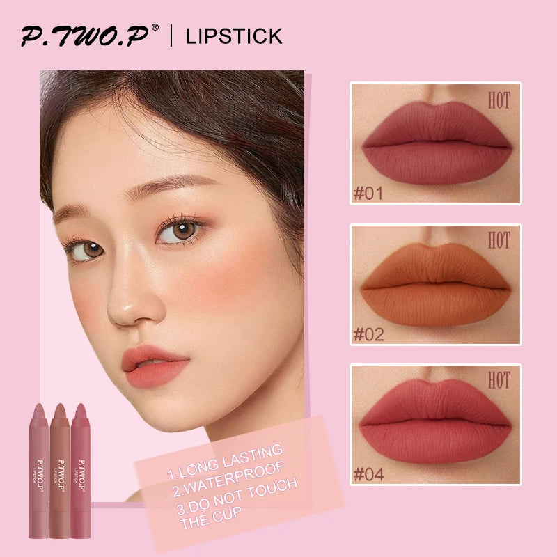 P.TWO.P 3 Pcs Lipstick Set with Sexy  Long Lasting Waterproof Matte Lipstick Pencils Moisturizer Lips Makeup Kit Lip - Seprincess