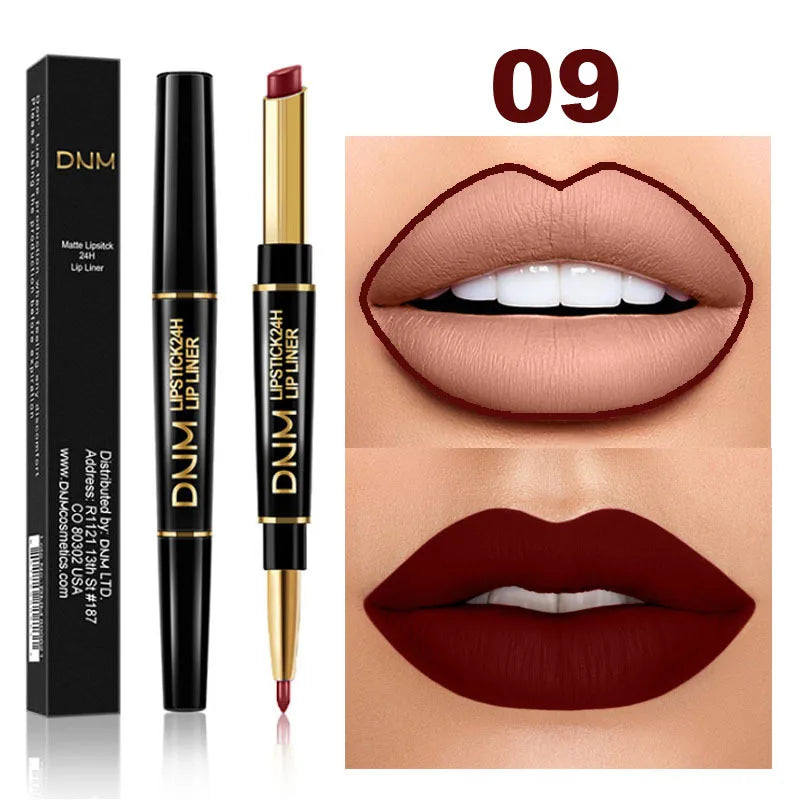 Double Ended Matte Lipstick Long Lasting Wateproof Lipsticks Brand Lip Makeup Cosmetics Dark Red Lips Liner Pencil Beauty - Seprincess