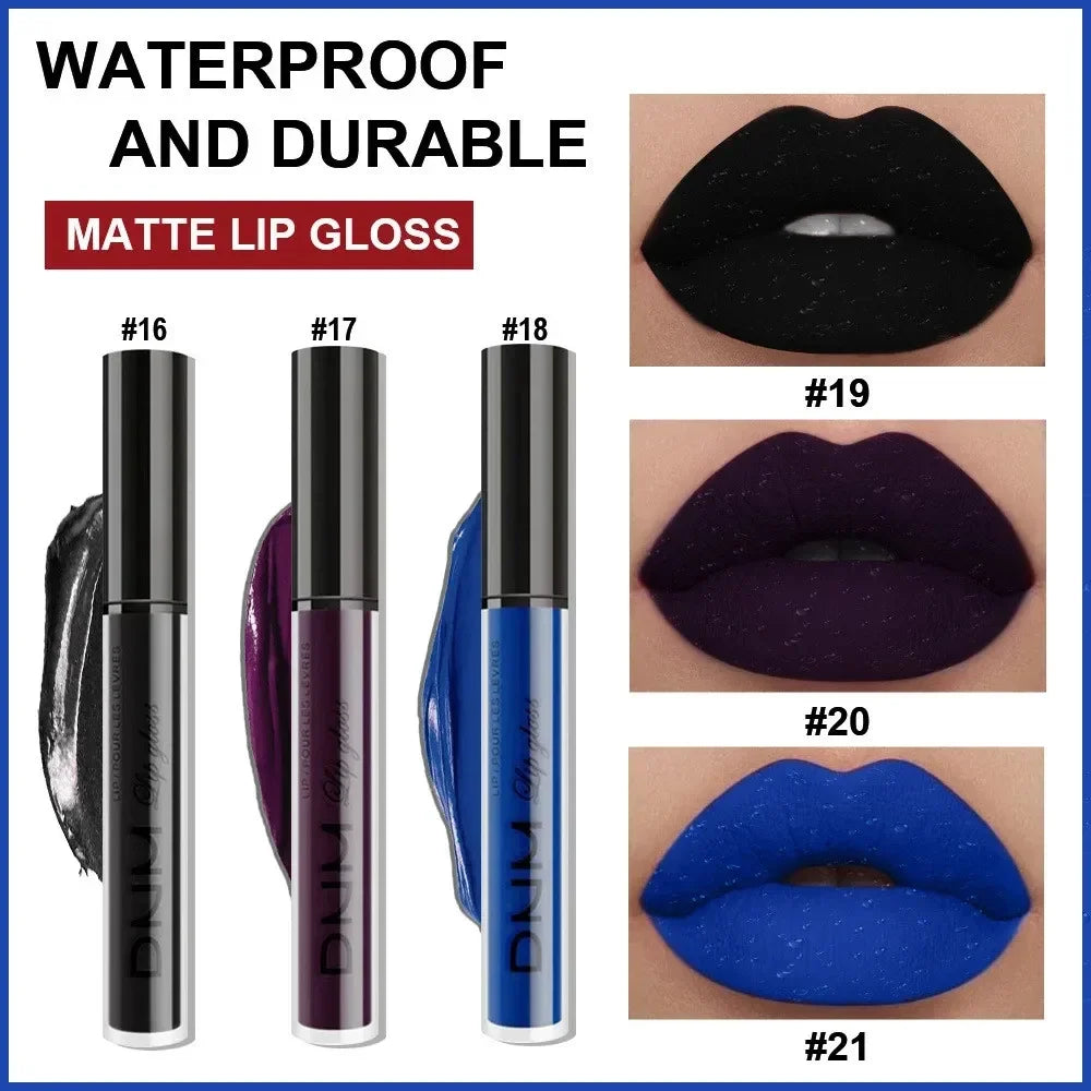 3 Colors/set Matte Velvet Lip Gloss Non-Stick Cup Waterproof Long-lasting Liquid Lipstick Cosmetic Keep 24 Hours Fashion Makeup - Seprincess