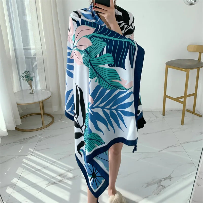 90x185cm  Printing Process Twill Summer Suncare Beach Dress Bikini Sarong Wrap Scarf Women Brazilian Swimsuit Bathing Cover-ups