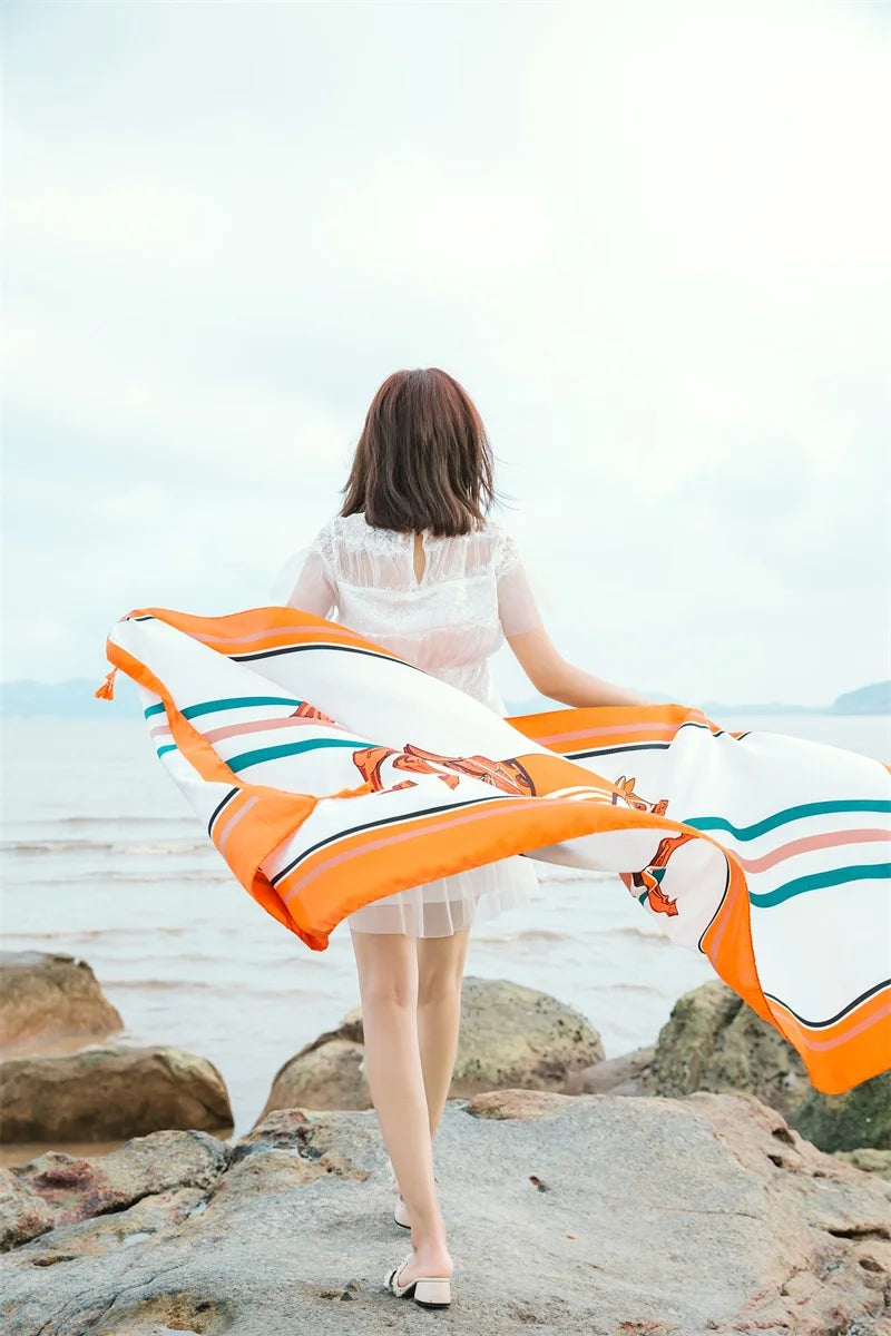 90x185cm  Printing Process Twill Summer Suncare Beach Dress Bikini Sarong Wrap Scarf Women Brazilian Swimsuit Bathing Cover-ups