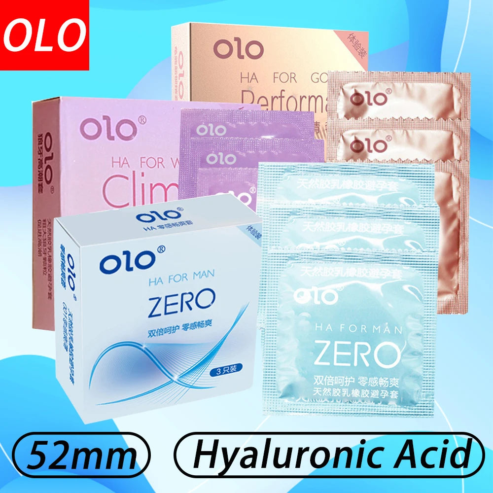 Hyaluronic Acid Condom 3 Pcs Ultra-thin Male Delaying Climax Lubricated Condom Smooth-surface Safer Sex Products for Adults - Seprincess