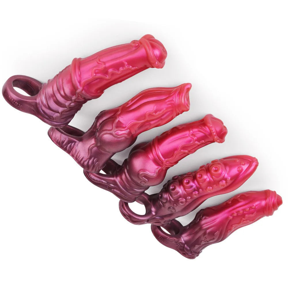 5 Style Silicone Fantasy Octopus Penis Sleeve Bdsm Dildo Sheath Reusable condom Cock Enlargement Delay Ejaculation Men Sex Toys