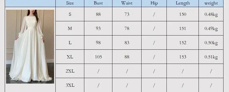 Fashion Elegant Lantern Sleeve O-Neck Sexy Large Swing Long Dress Lady Club Party Ball Gown White Pearl Yarn Wedding Dresses - Seprincess