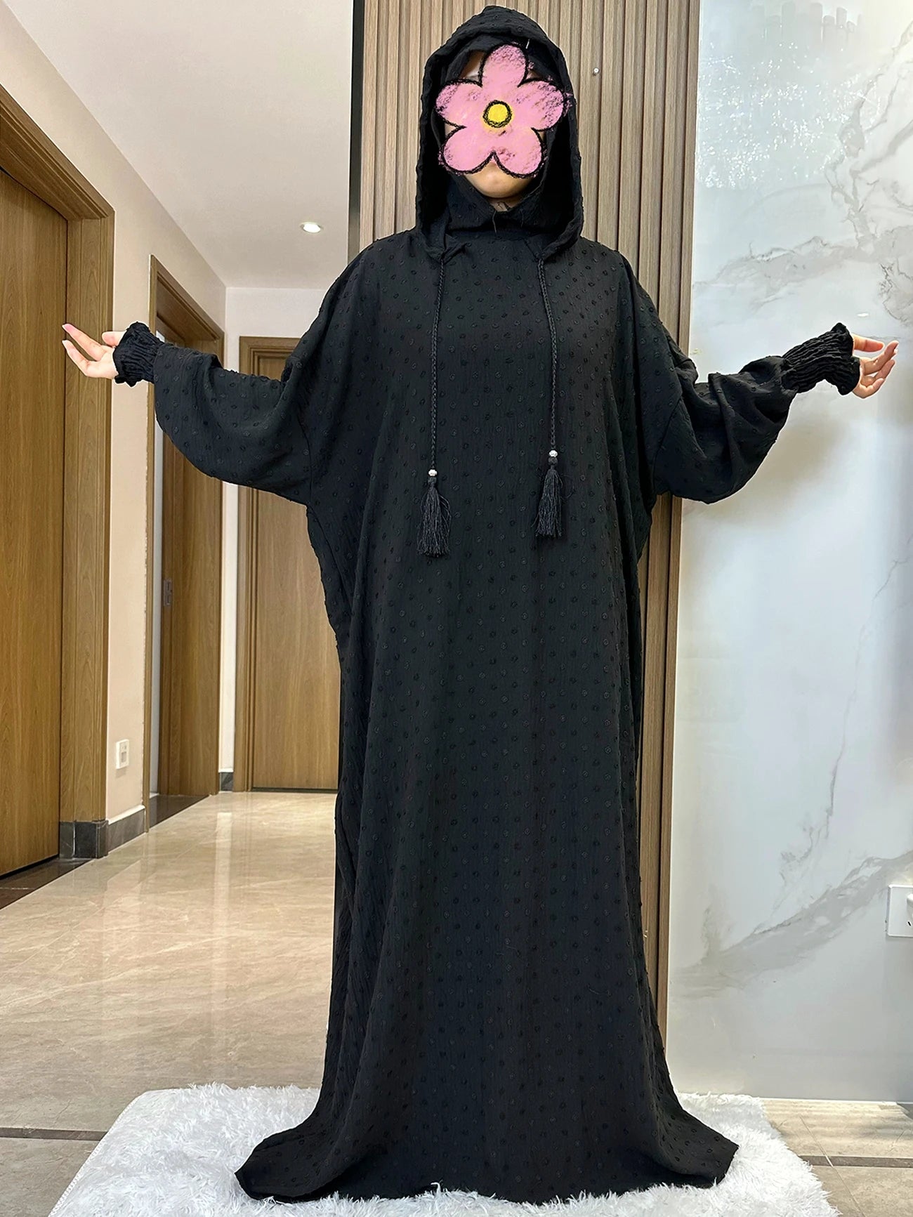 New Ramadan Muslim Two Hats Abaya Dubai Turkey Islam Prayer Clothes Solid Cotton Fabric Dresses Islam Women Dress Kaftan - Seprincess