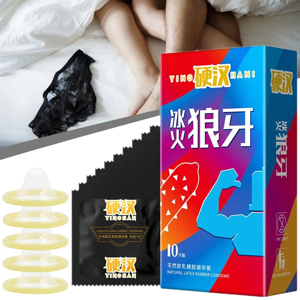 Super Dotted Spike Condoms Natural Latex Dot Penis Sleeve Condom for Men Delay Sex Contraception Intimate Adults Sex Toys 성인용품 - Seprincess